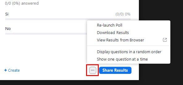 Poll meeting options Zoom