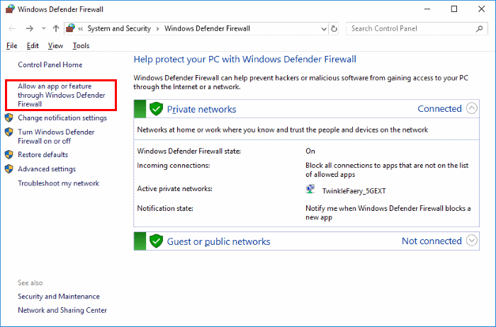 Block or Unblock Programs in Windows Defender Firewall